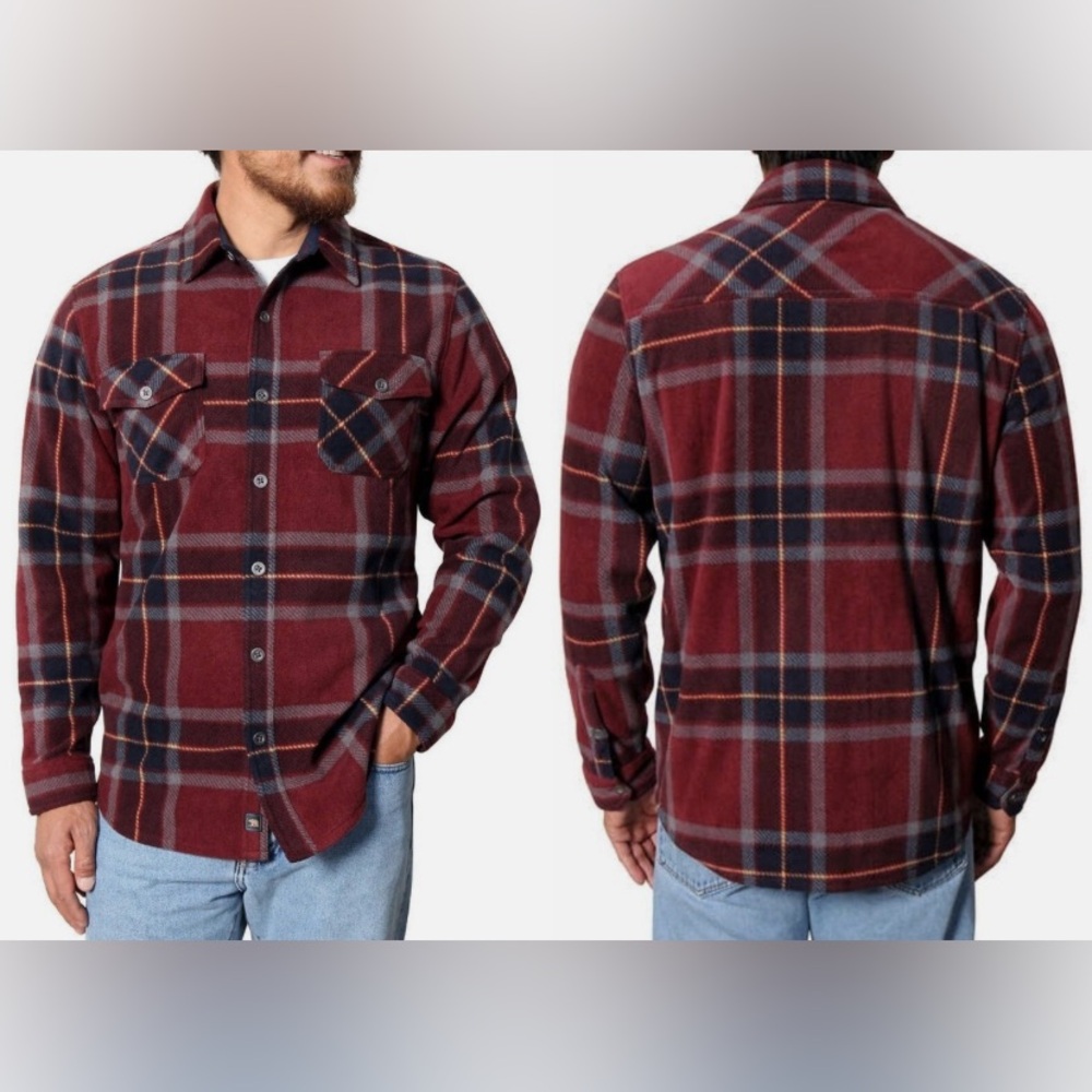 Freedom Foundry Men’s Plaid Fleece Button Down Shirt/ Shacket
